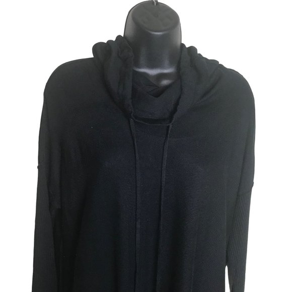 Cupio Black Turtleneck Sweater Dress Size Medium Drawstring Viscose Blend - Picture 2 of 6